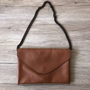 J.Crew leather envelope clutch with shoulder strap